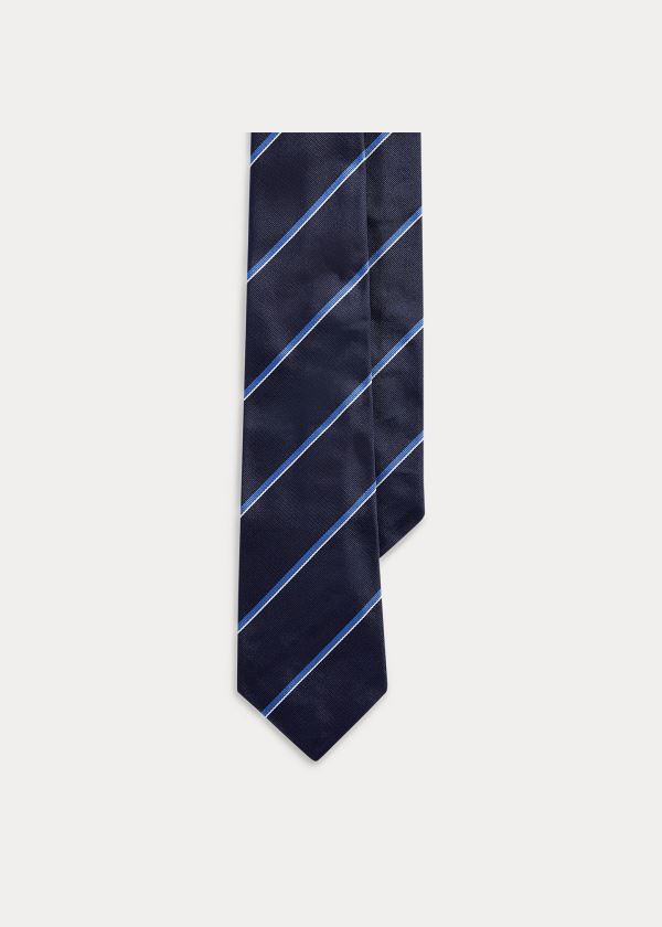 Corbatas Ralph Lauren Hombre Azul Marino / Azules - Striped Silk Repp - ASDJQ4083
